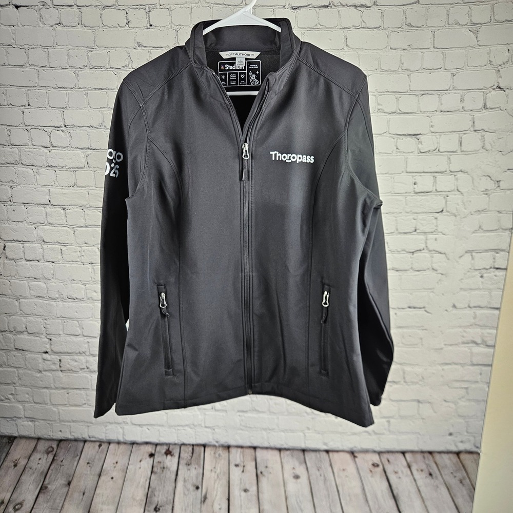 Port Authority Womens Black Soft Shell Jacket Thoropass Large Full Zip Fleece